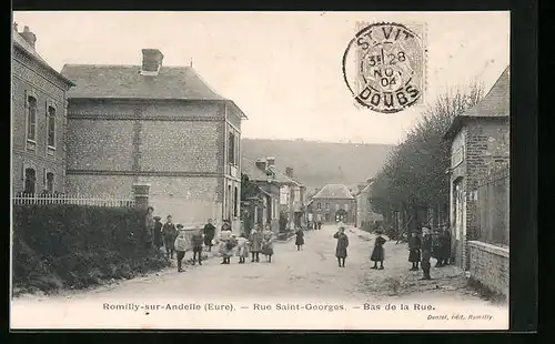 AK Romilly-sur-Andelle, Rue Saint-Georges, Bas de la Rue