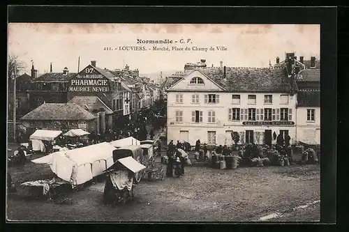 AK Louvier, Normandie, Marché, Place du Champ de Ville