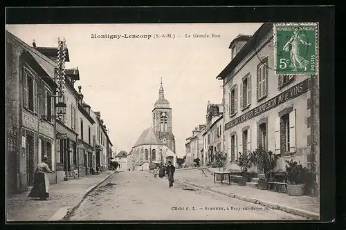 AK Montigny-Lenocup, La Grande Rue, Strassenpartie