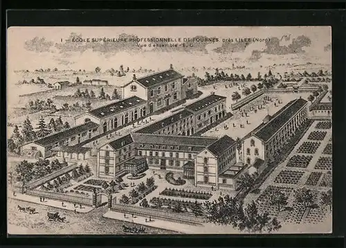Künstler-AK Fournes près Lille, École supérieure professionnelle, Vue d`ensemble