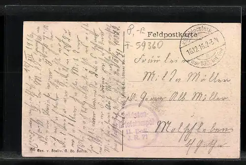 AK St. Souplet, Strassenpartie mit Kirche und Soldaten