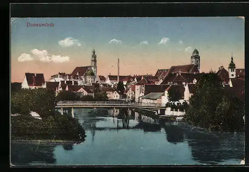 AK Donauwörth, Teilansicht mit Kirche und Brücke