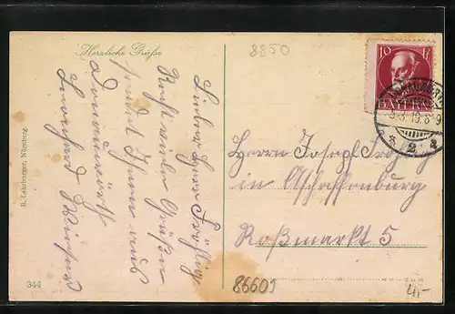 AK Donauwörth, Teilansicht mit Kirche und Brücke