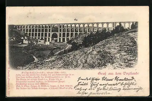 AK Netzschkau /Vogtlande, Göltzschthalbrücke erbaut 1846-1851