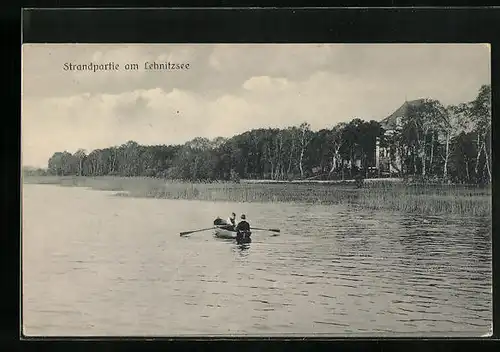 AK Lehnitz, Strandpartie am Lehnitzsee mit Boot