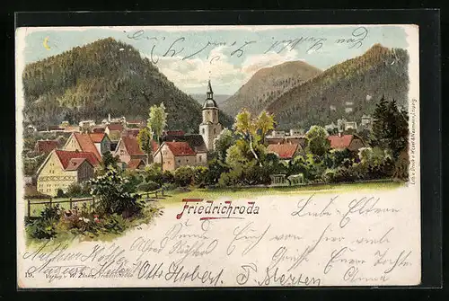 Lithographie Friedrichroda, Teilansicht