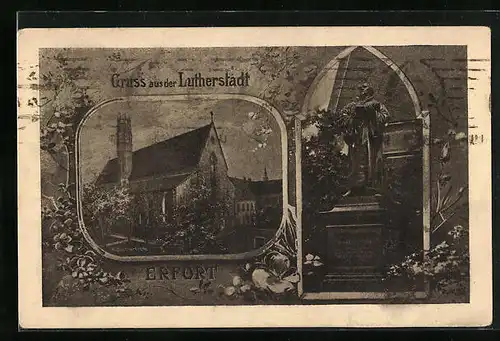 AK Erfurt, Augustinerkirche, Lutherdenkmal