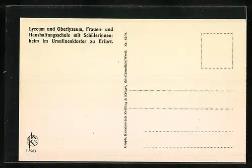 AK Erfurt, Lyzeum und Oberlyzeum, Frauen- und Haushaltungsschule mit Schülerinnenheim im Ursulinenkloster, Sprechzimmer