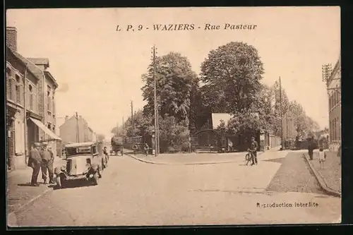 AK Waziers, Rue Pasteur, Strassenpartie