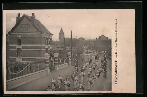 AK Raimbeaucourt, Rue Georges-Clemenceau, Strassenpartie