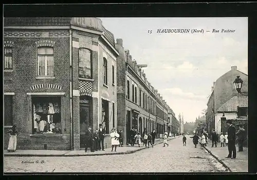 AK Haubourdin, Rue Pasteur, Strassenpartie
