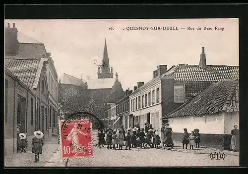 AK Quesnoy-sur-Deule, Rue du Beau Rang, Strassenpartie