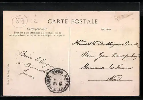 AK Quesnoy-sur-Deule, Rue du Beau Rang, Strassenpartie