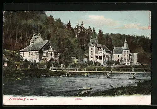 AK Treseburg i. Harz, Villen mit Brücke