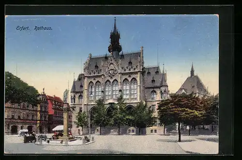 AK Erfurt, Rathaus mit Denkmal