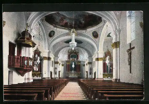AK Immenstadt, Stadtpfarrkirche, Innenansicht