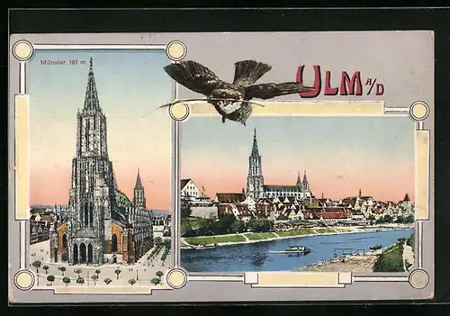 AK Ulm a /D., Teilansicht mit Münster