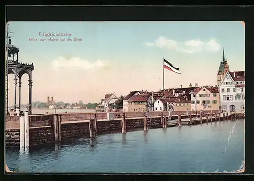 AK Friedrichshafen, Blick vom Hafen auf die Stadt