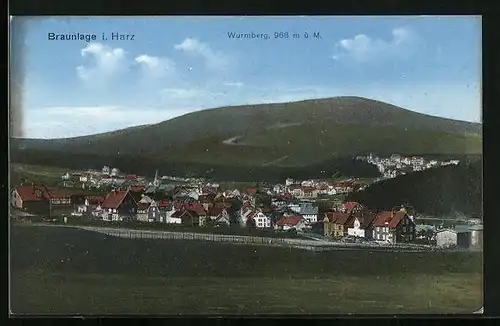 AK Braunlage i. Harz, Teilansicht mit Wurmberg