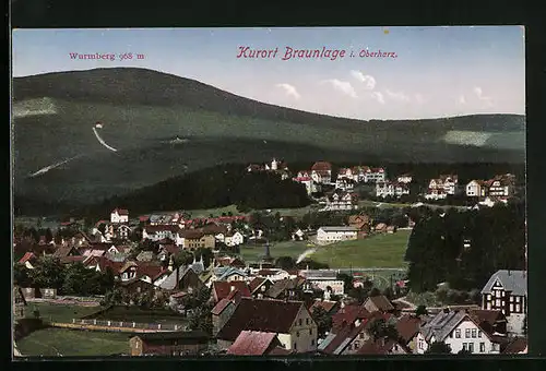 AK Braunlage i. Oberharz, Teilansicht mit Wurmberg