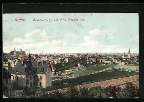 AK Erfurt, Generalansicht von Villa Giessler aus