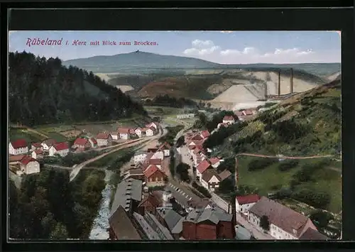 AK Rübeland i. Harz, Teilansicht mit Blick zum Brocken