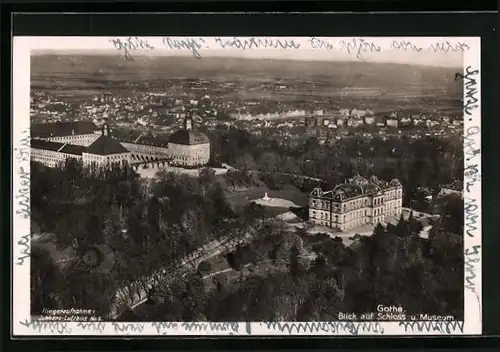 AK Gotha, Blick auf Schloss und Museum, Fliegeraufnahme