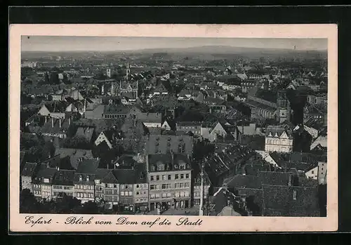 AK Erfurt, Blick vom Dom auf den Ort