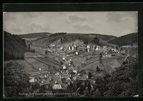 AK Ruhla, Dornsengasse & Knandtstrasse mit Bäumen