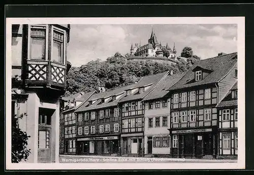 AK Wernigerode /Harz, Schöne Ecke mit Bäckerei und Schloss Feudalmuseum