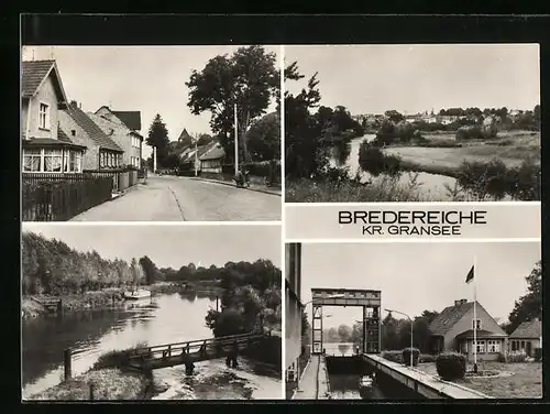 AK Bredereiche, Ortsansicht, Strassenpartie und Schleuse