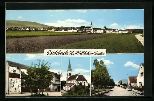 AK Eschbach / Baden, Ortsansicht, Strassenpartie, Blick zur Kirche