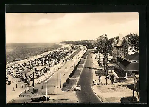 AK Kühlungsborn, Strandpartie aus der Vogelschau