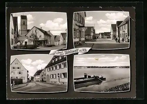 AK Weisweil a. Rh., Strassenpartie, Rheinpartie