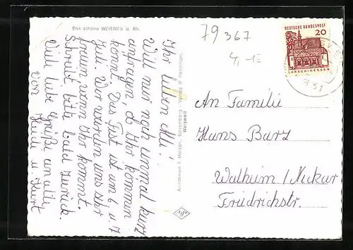 AK Weisweil a. Rh., Strassenpartie, Rheinpartie