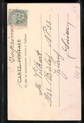 AK Frau lehnt an einer Mauer, Schule, Scheidungsschreiben