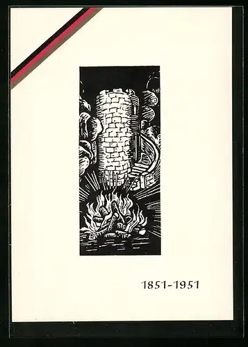 AK Freiburg i. Br., 100 Jahre Burschenschaft Teutonia 1851-1951, studentische Szene