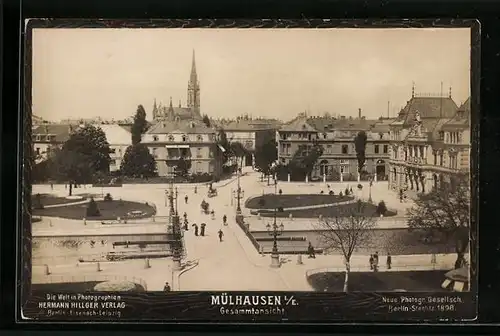 Foto-AK NPG Nr. 1221: Mülhausen i. E., Gesamtansicht mit dem städtischen Vorplatz