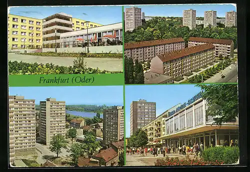 AK Frankfurt / Oder, Blick vom Hochhaus Neuer Tag, Hochhausgruppe Poetensteig, Karl-Marx-Strasse