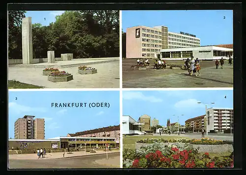AK Frankfurt / Oder, Karl-Marx-Denkmal, Hotel Stadt Frankfurt, Neubauten an der Otto-Grotewohl-Strasse, Karl-Marx-Str.