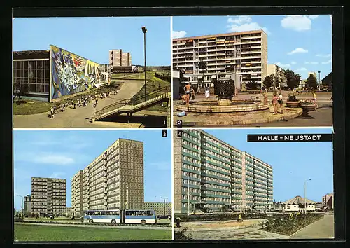 AK Halle-Neustadt, Hallenschwimmbad, Am Alchimistenbrunnen, Wohnbezirk VIII