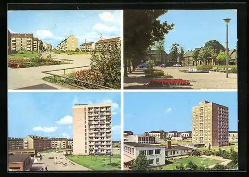 AK Wolfen, Ortspartie, Hochhaus und neue Wohnsiedlungen