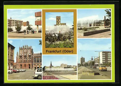 AK Frankfurt / Oder, Karl-Marx-Strasse, Wasserspiele, Rathaus, Zentraler Platz