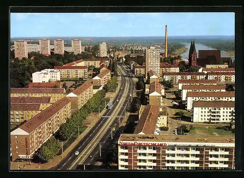 AK Frankfurt / Oder, Blick vom Hochhaus zur Karl-Marx-Strasse