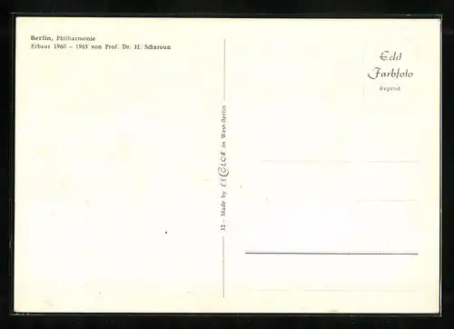 AK Berlin, Philharmonie mit Foyer und Konzertsaal