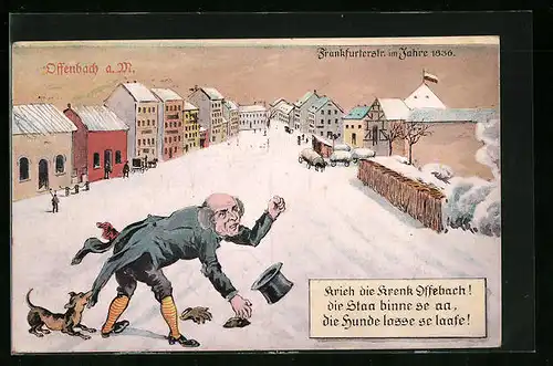 AK Offenbach a. M., Darstellung der Frankfurter Strasse im Jahre 1836
