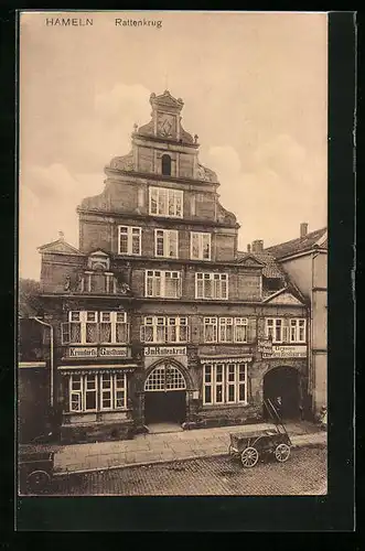 AK Hameln, Fassade des Gasthaus Rattenkrug