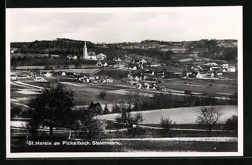 AK St. Marein am Pickelbach, Ortstotale mit der Kirche