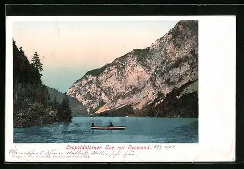 AK Eisenerz, Boot am Ufer des Leopoldsteiner See vor der Seewand