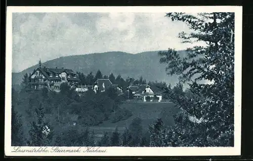 AK Lassnitzhöhe, das Kurhaus vom Waldrand gesehen